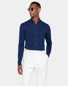 Blue Marine Long Sleeved Shirt Knitwear in Organic Cotton Mulberry Silk | Filatori