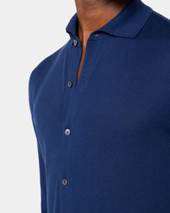 Blue Marine Long Sleeved Shirt Knitwear in Organic Cotton Mulberry Silk | Filatori