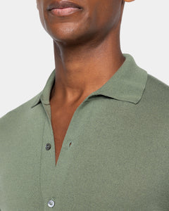 Military Green Long Sleeved Shirt Knitwear in Organic Cotton Mulberry Silk | Filatori