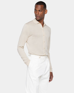 Sand Long Sleeved Shirt Knitwear in Organic Cotton Mulberry Silk | Filatori
