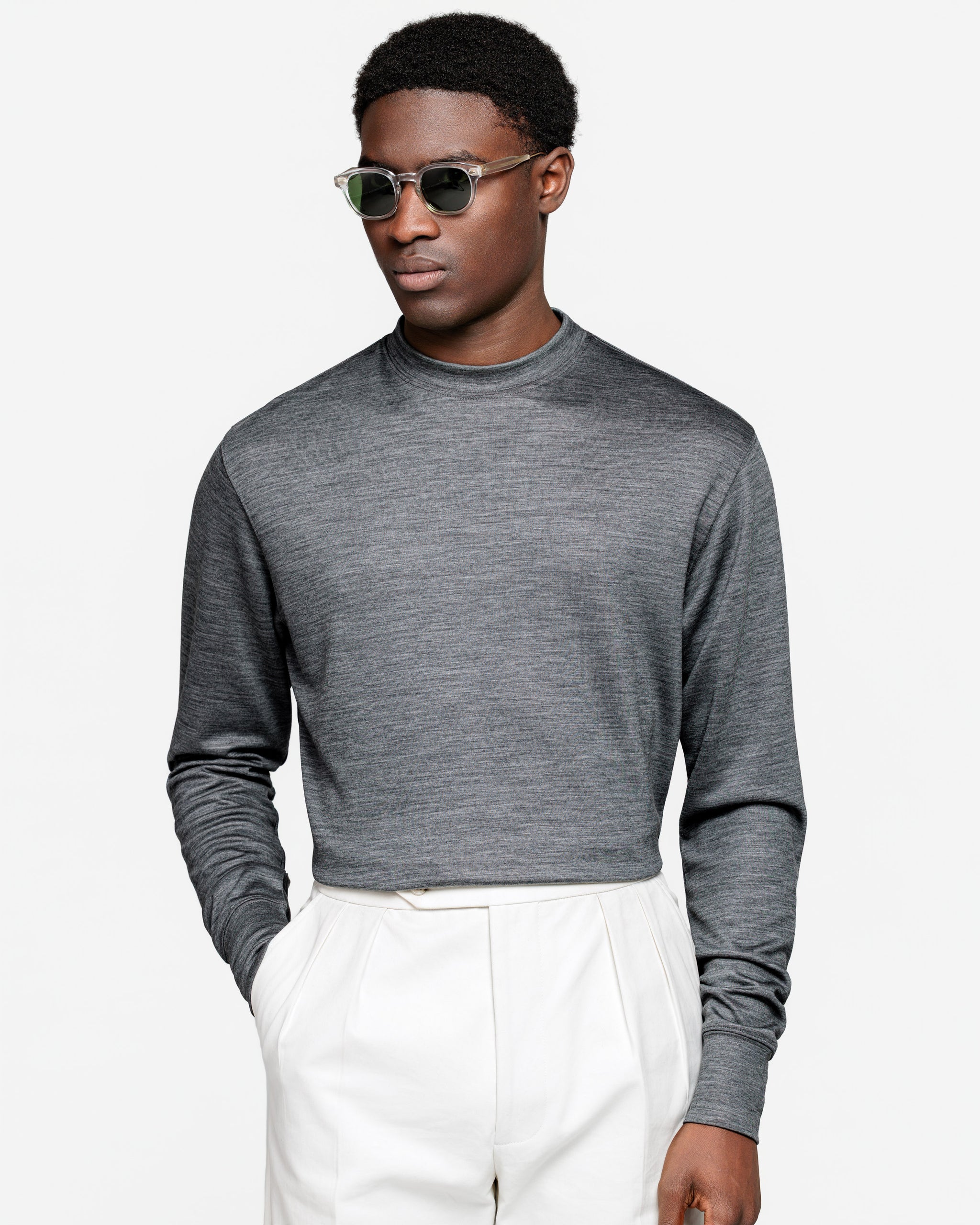 Grey Crewneck sweatshirt in Wool Super 150's | Filatori