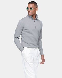 Grey Half zip sweatshirt in Cotton Cashmere | Filatori