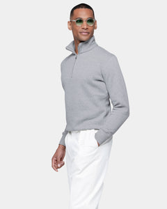 Grey Half zip sweatshirt in Cotton Cashmere | Filatori