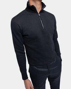 Black Half zip sweatshirt in Cotton Cashmere | Filatori