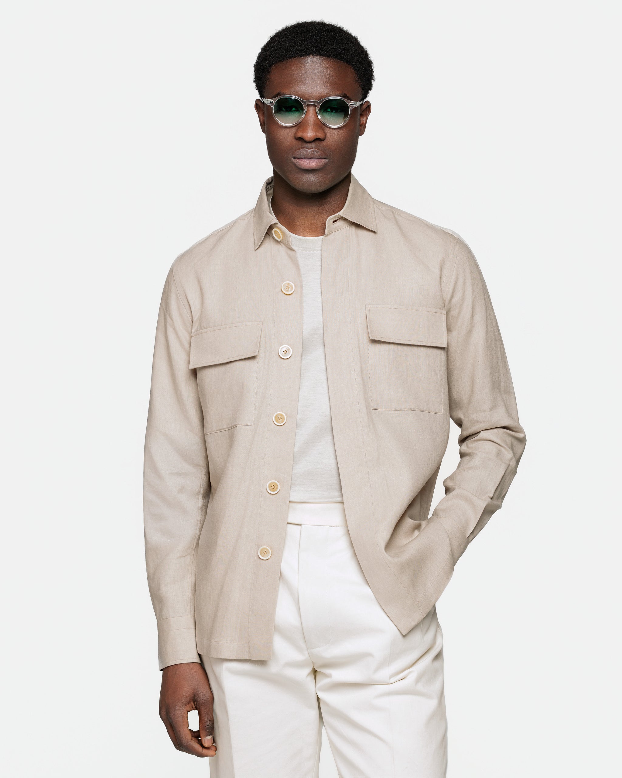 Overshirt in Sand Pure Linen | Filatori 