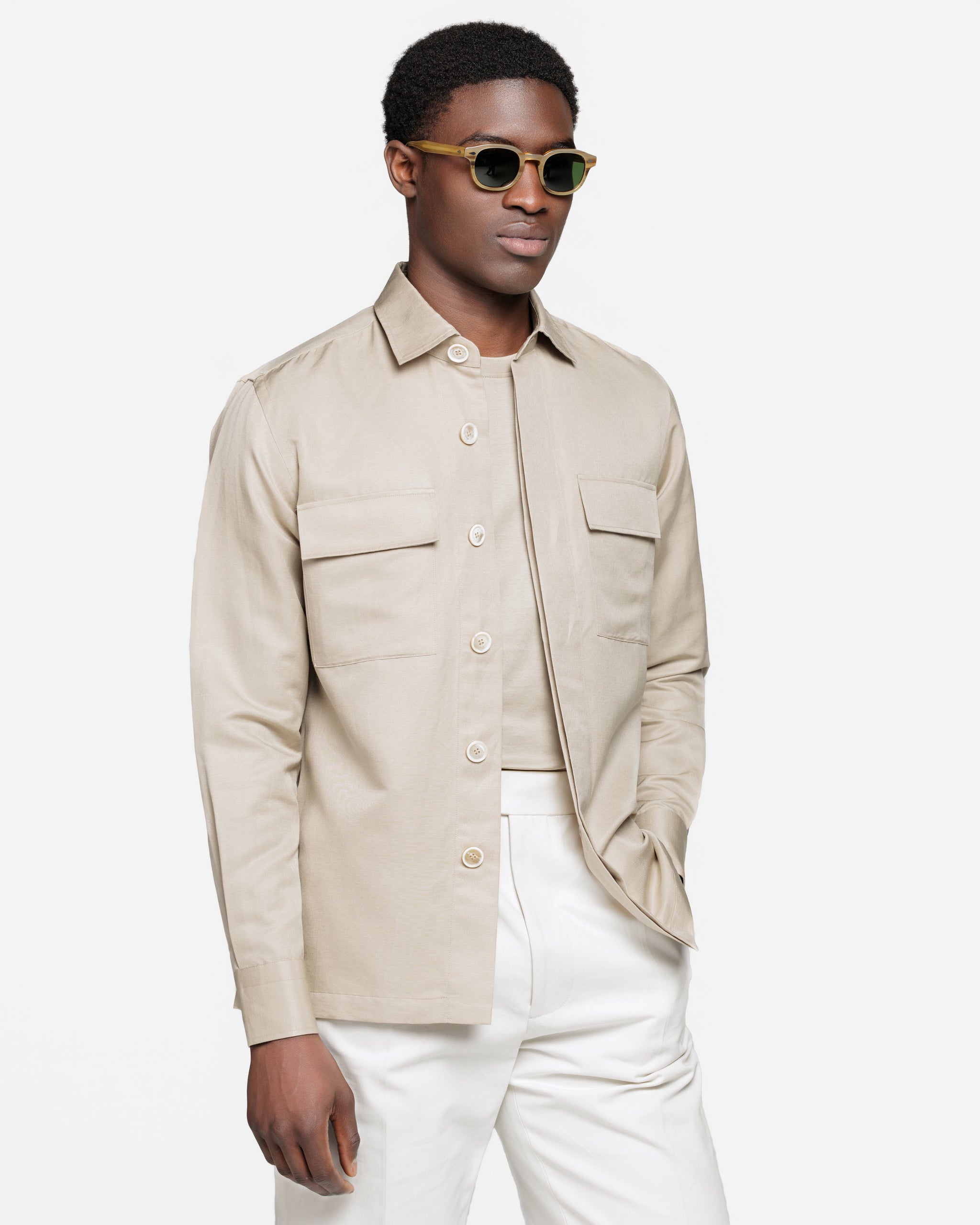 Sand Overshirt in Linen Silk | Filatori 