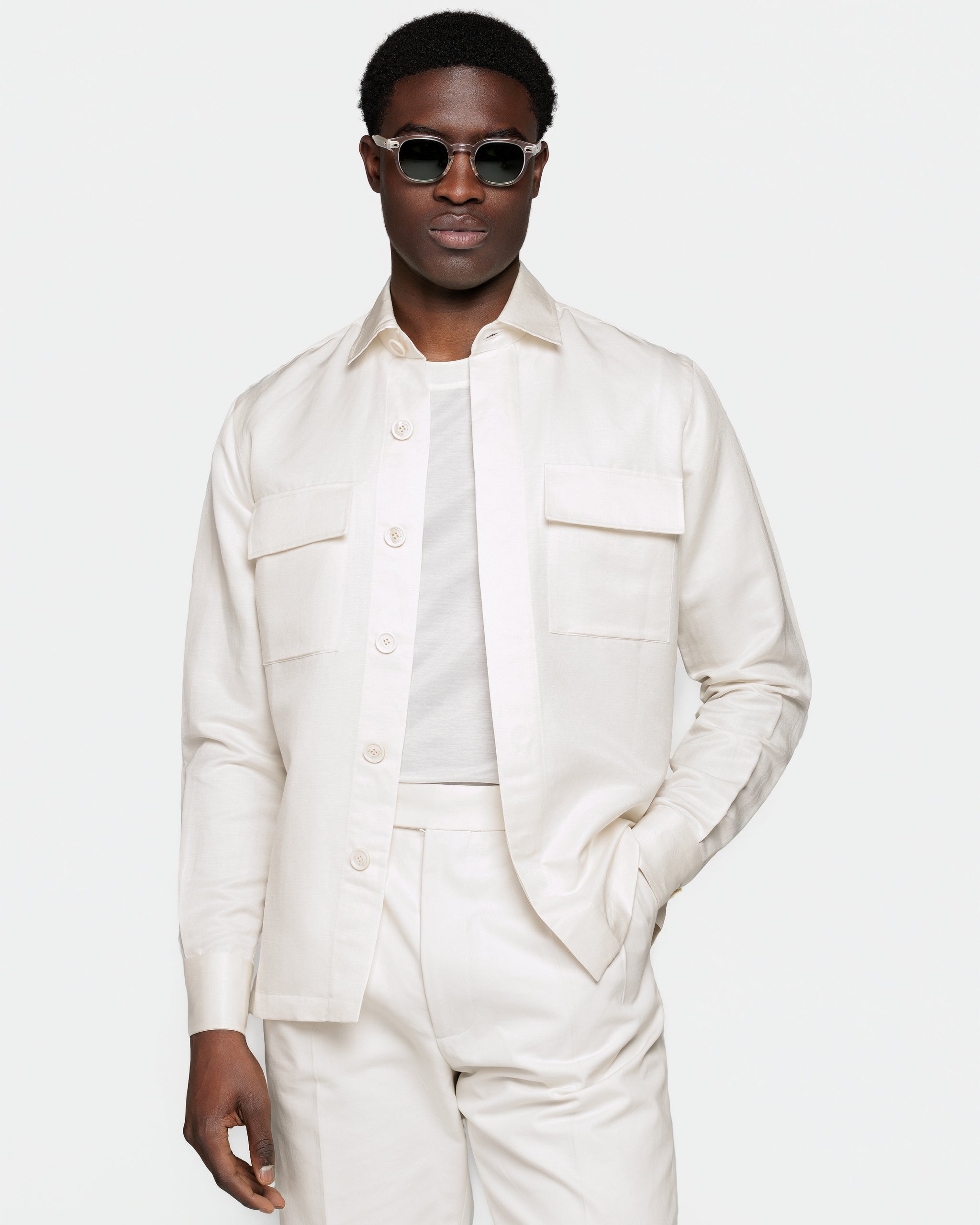 White Overshirt in Linen Silk | Filatori 
