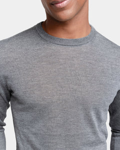 Grey Long Sleeved Crewneck Knitwear in Cashmere Mulberry Silk | Filatori