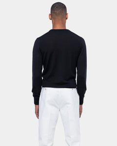 Black Long Sleeved Crewneck Knitwear in Cashmere Mulberry Silk | Filatori