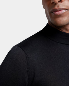 Black Long Sleeved Highneck Knitwear in Cashmere Mulberry Silk | Filatori