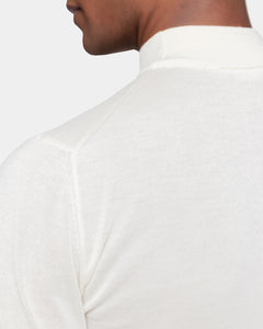 Pearl White Long Sleeved Highneck Knitwear in Cashmere Mulberry Silk | Filatori