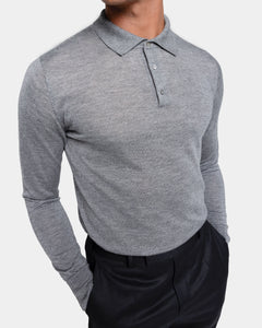 Grey Long Sleeved Polo Knitwear in Cashmere Mulberry Silk | Filatori