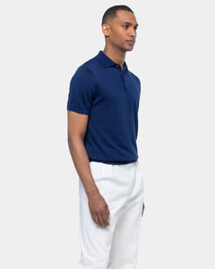 Blue Short Sleeve Polo Knitwear in Organic Cotton Mulberry Silk | Filatori