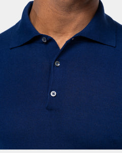 Blue Short Sleeve Polo Knitwear in Organic Cotton Mulberry Silk | Filatori