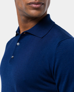 Blue Short Sleeve Polo Knitwear in Organic Cotton Mulberry Silk | Filatori