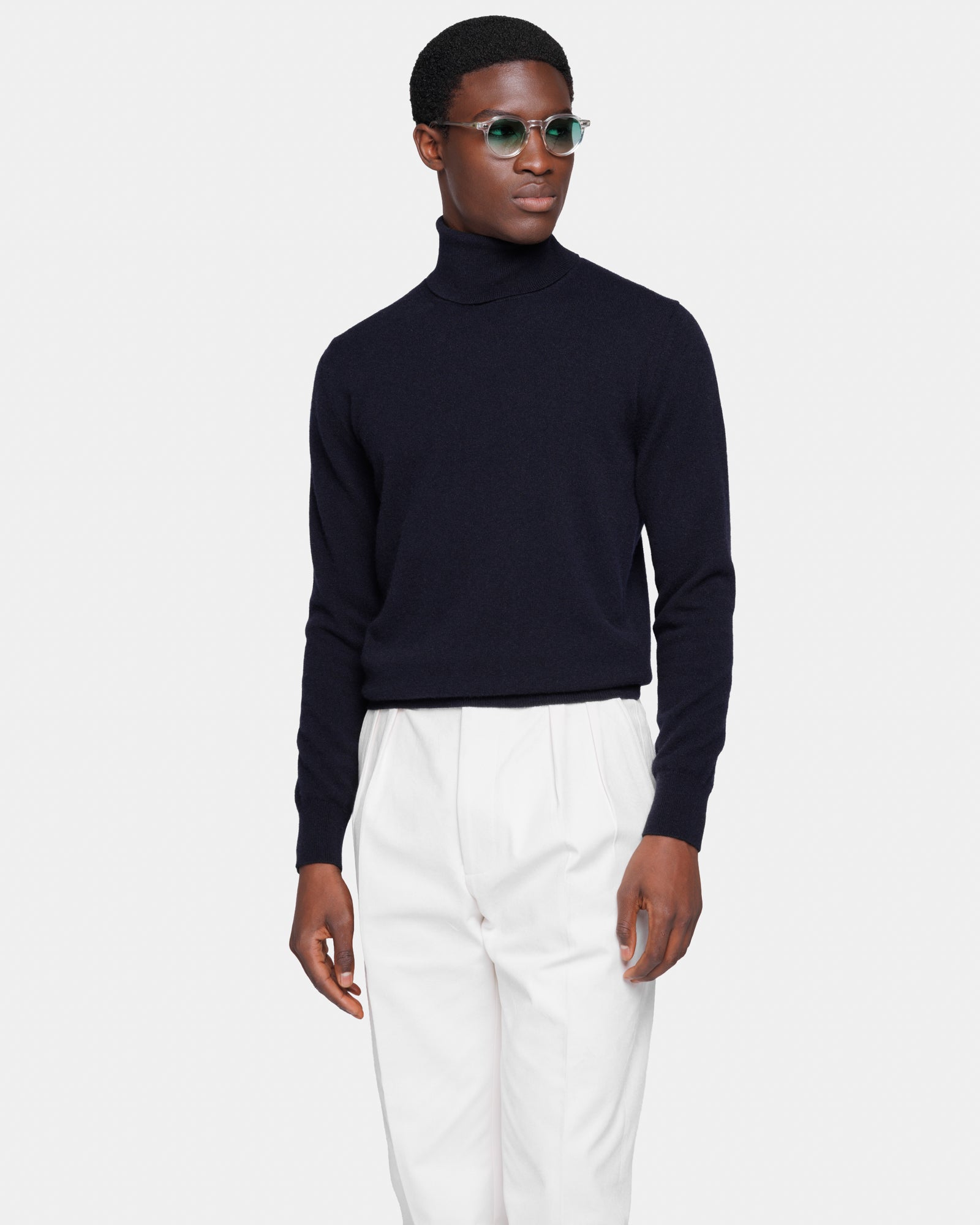 Blue Long Sleeve Turtleneck in 100% Pure Cashmere Crown Reserve | Filatori