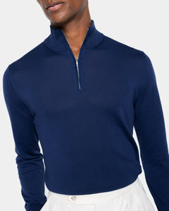 Blue Marine Half Zip Knitwear in Organic Cotton Mulberry Silk | Filatori