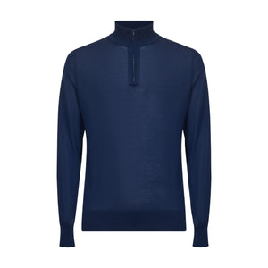 Blue Marine Half Zip Knitwear in Organic Cotton Mulberry Silk | Filatori