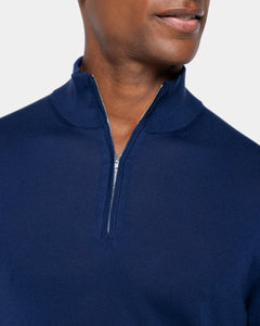 Blue Marine Half Zip Knitwear in Organic Cotton Mulberry Silk | Filatori