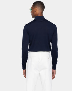 Blue Half Zip Knitwear in Organic Cotton Mulberry Silk | Filatori