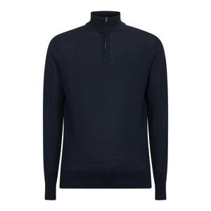 Blue Half Zip Knitwear in Organic Cotton Mulberry Silk | Filatori