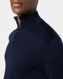 Blue Half Zip Knitwear in Organic Cotton Mulberry Silk | Filatori