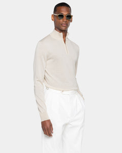 Sand Half Zip Knitwear in Organic Cotton Mulberry Silk | Filatori