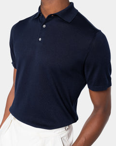 Blue Short Sleeve Polo Knitwear in Organic Cotton Mulberry Silk | Filatori
