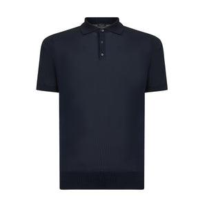 Blue Short Sleeve Polo Knitwear in Organic Cotton Mulberry Silk | Filatori