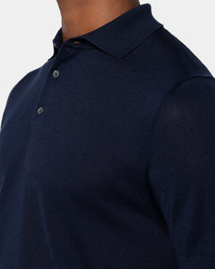 Blue Short Sleeve Polo Knitwear in Organic Cotton Mulberry Silk | Filatori