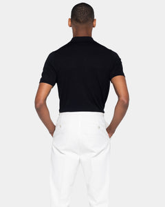 Black Short Sleeve Zip Polo Knitwear in Organic Cotton Mulberry Silk | Filatori