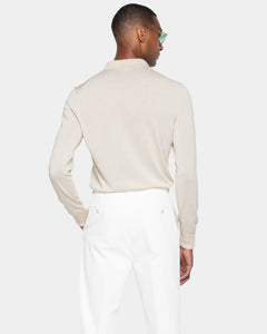 Sand Long Sleeve Zip Polo Knitwear in Organic Cotton Mulberry Silk | Filatori