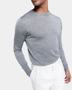 Grey Long Sleeved Crewneck Knitwear in Extrafine Merino Wool and Silk | Filatori