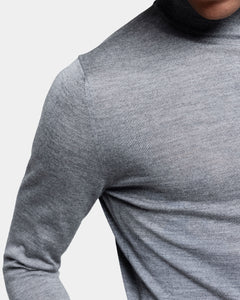 Grey Long Sleeved Highneck Knitwear in Extrafine Merino Wool and Silk | Filatori