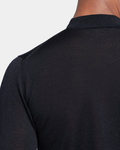 Black Long Sleeved Highneck Knitwear in Extrafine Merino Wool and Silk | Filatori