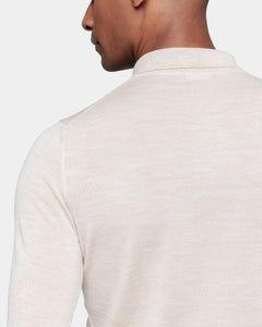 Beige Long Sleeved Polo Knitwear in Extrafine Merino Wool and Silk | Filatori