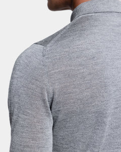 Grey Long Sleeved Polo Knitwear in Extrafine Merino Wool and Silk | Filatori