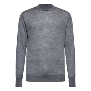 Grey Long Sleeved Highneck Knitwear in Extrafine Merino Wool and Silk | Filatori