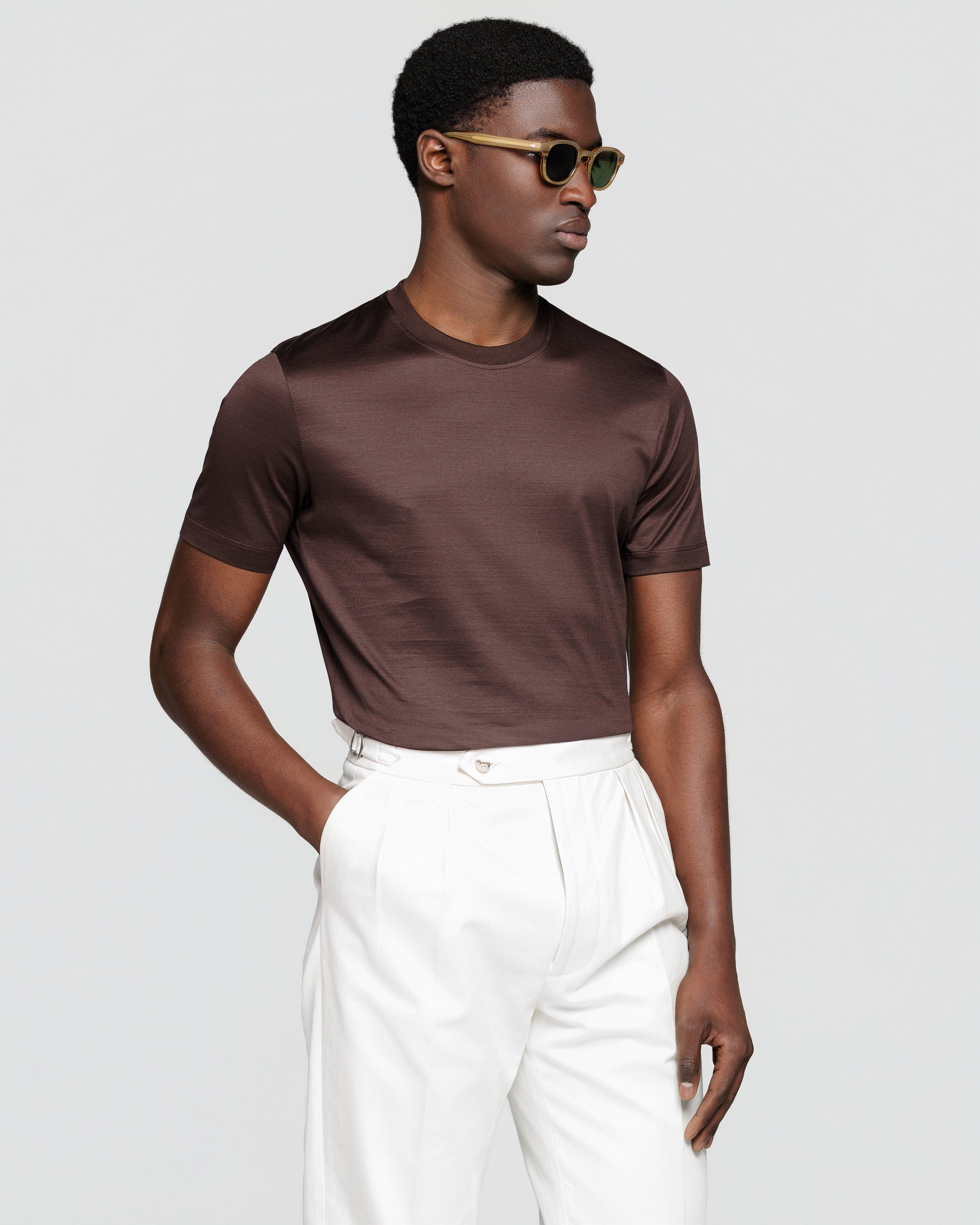 Brown Short Sleeve T-Shirt 100% Egyptian Cotton | Filatori 