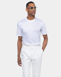 White Short Sleeve T-Shirt 100% European Linen | Filatori 