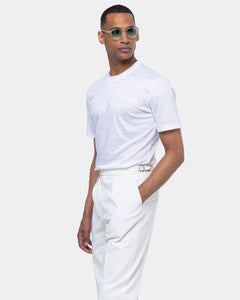 White Short Sleeve T-Shirt 100% European Linen | Filatori 