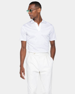White Short Sleeve Buttonless Polo 100% Egyptian Cotton | Filatori