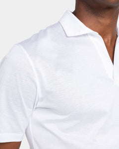 White Short Sleeve Buttonless Polo 100% Egyptian Cotton | Filatori