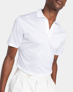 White Short Sleeve Buttonless Polo 100% Egyptian Cotton | Filatori