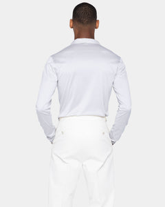 Pearl Grey Long Sleeve Buttonless Polo 100% Egyptian Cotton | Filatori