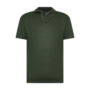 Military Green Short Sleeve Buttonless Polo 100% Egyptian Cotton | Filatori
