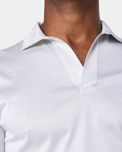 Pearl Grey Short Sleeve Buttonless Polo 100% Egyptian Cotton | Filatori