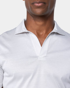 Pearl Grey Short Sleeve Buttonless Polo 100% Egyptian Cotton | Filatori