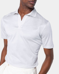 Pearl Grey Short Sleeve Buttonless Polo 100% Egyptian Cotton | Filatori
