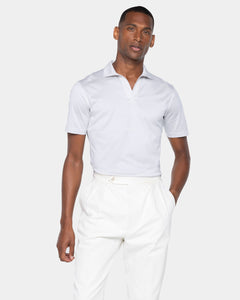 Pearl Grey Short Sleeve Buttonless Polo 100% Egyptian Cotton | Filatori